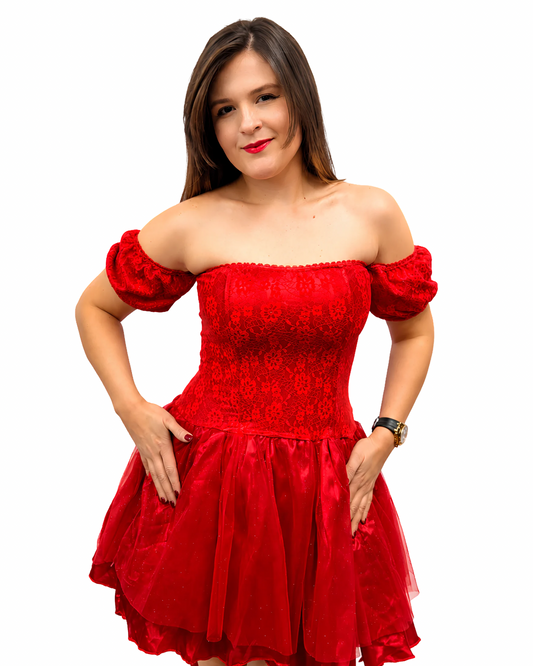 VESTIDO BASICO ROJO DAMA