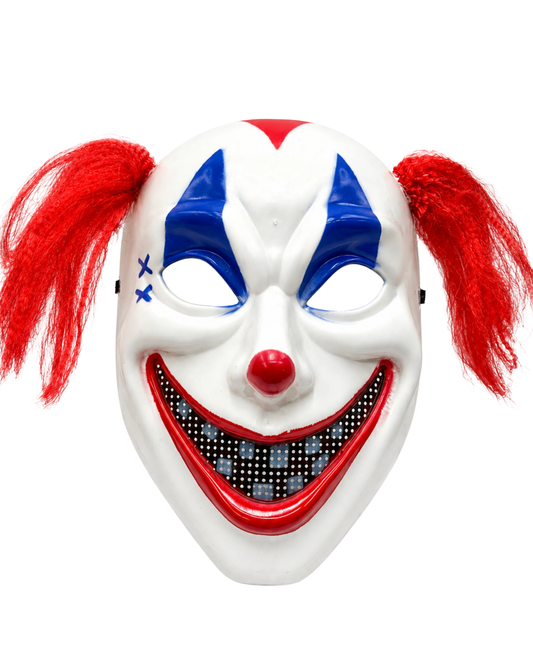 MASCARA DE PAYASO CON COLAS ROJAS